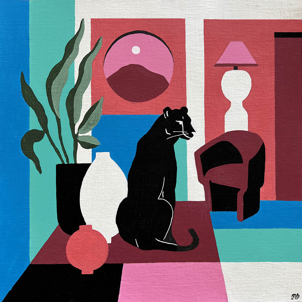 Leopard Noir 35x35cm