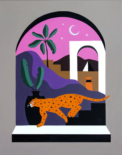 Mariah Birsak - "Egypt Night" Leopard Painting, 2022 - Mariah Birsak