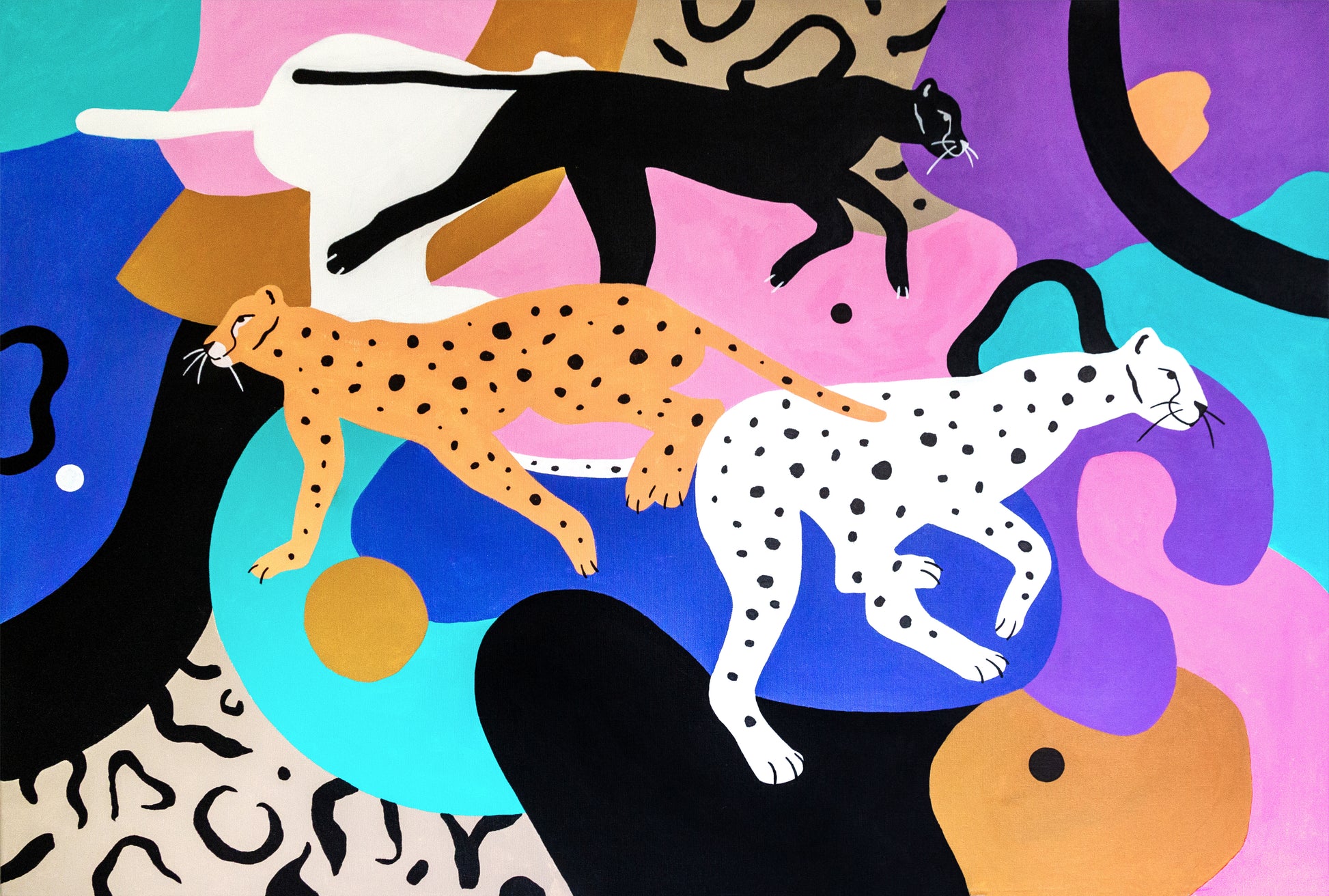Mariah Birsak "Encounters l" Leopards Painting, 2021 - Mariah Birsak