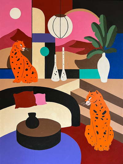 Mariah Birsak - "Japandi 4.0" Leopards Painting, 2022 - Mariah Birsak